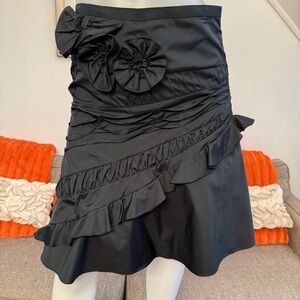 BCBG Black Asymmetrical Skirt with Ruffle Details